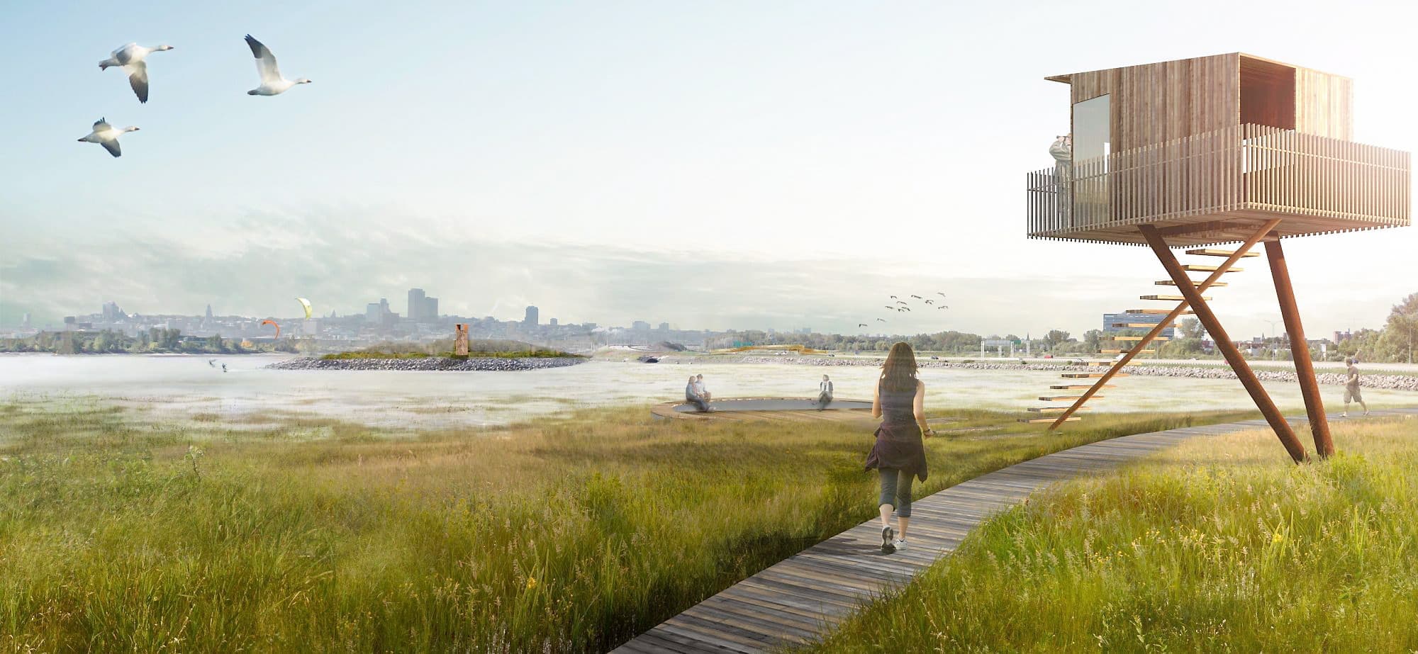 Une illustration de l’un des belvédères qui étaient prévus dans le cadre de la phase IV de la promenade Samuel-De Champlain, située dans le secteur est de Québec.