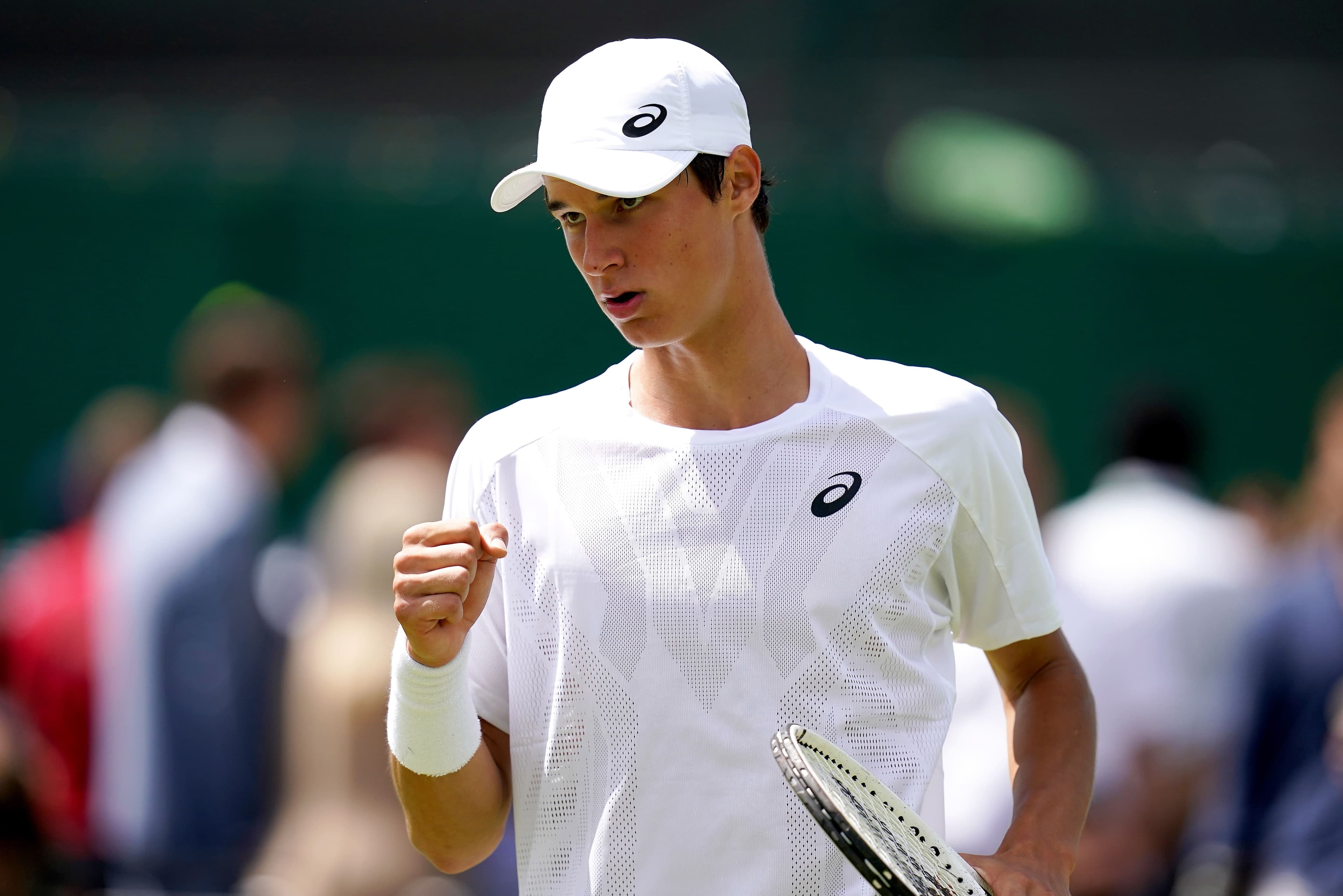 Gabriel Debru lors de son match de premier tour au tournoi junior de Wimbledon, dimanche.