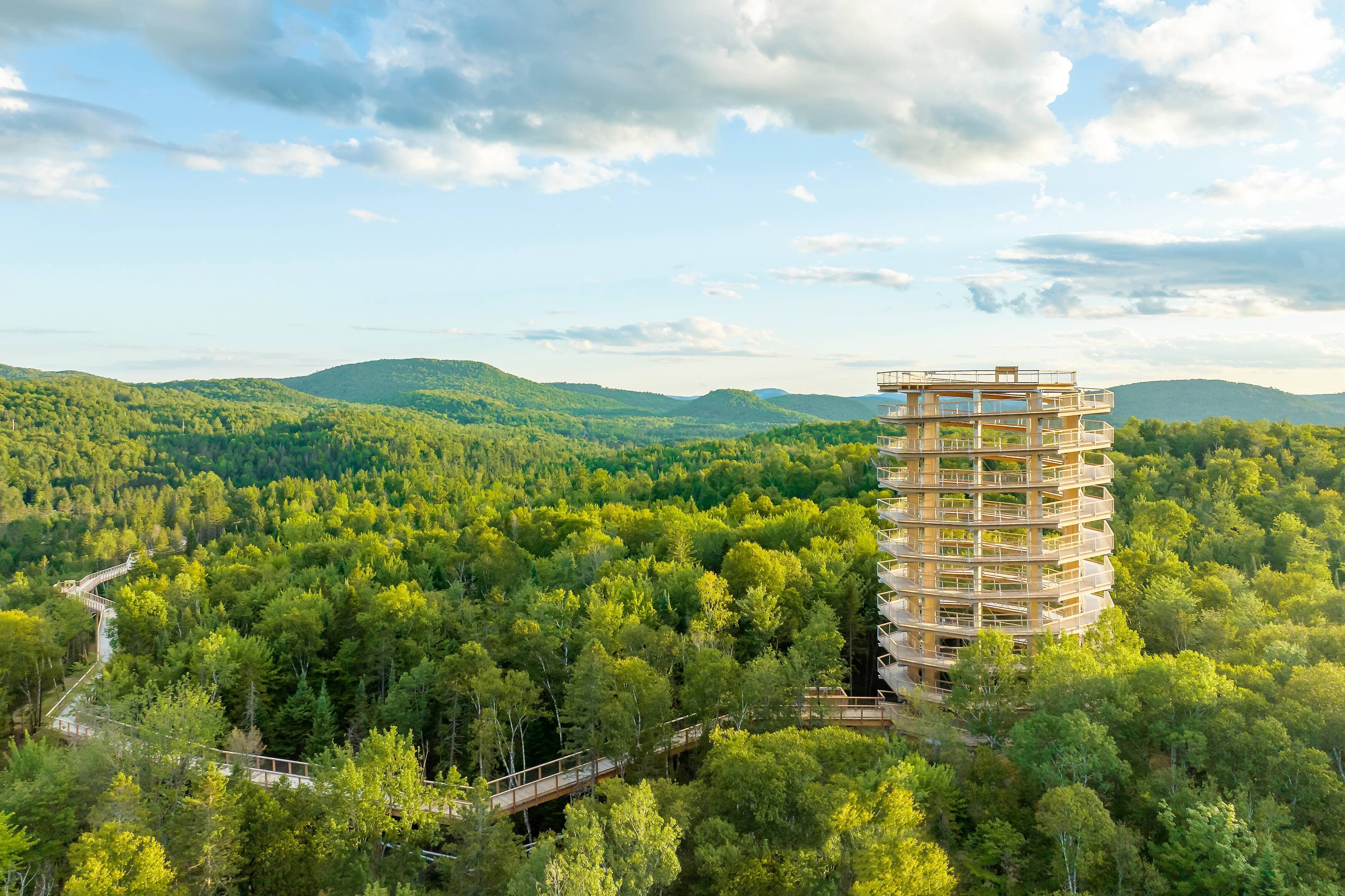Une passerelle mène à une tour panoramique de 40 mètres de haut, l’équivalent de 12 étages.