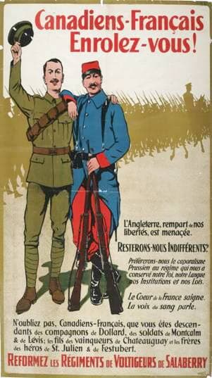 Une affiche de recrutement pour les Canadiens français.