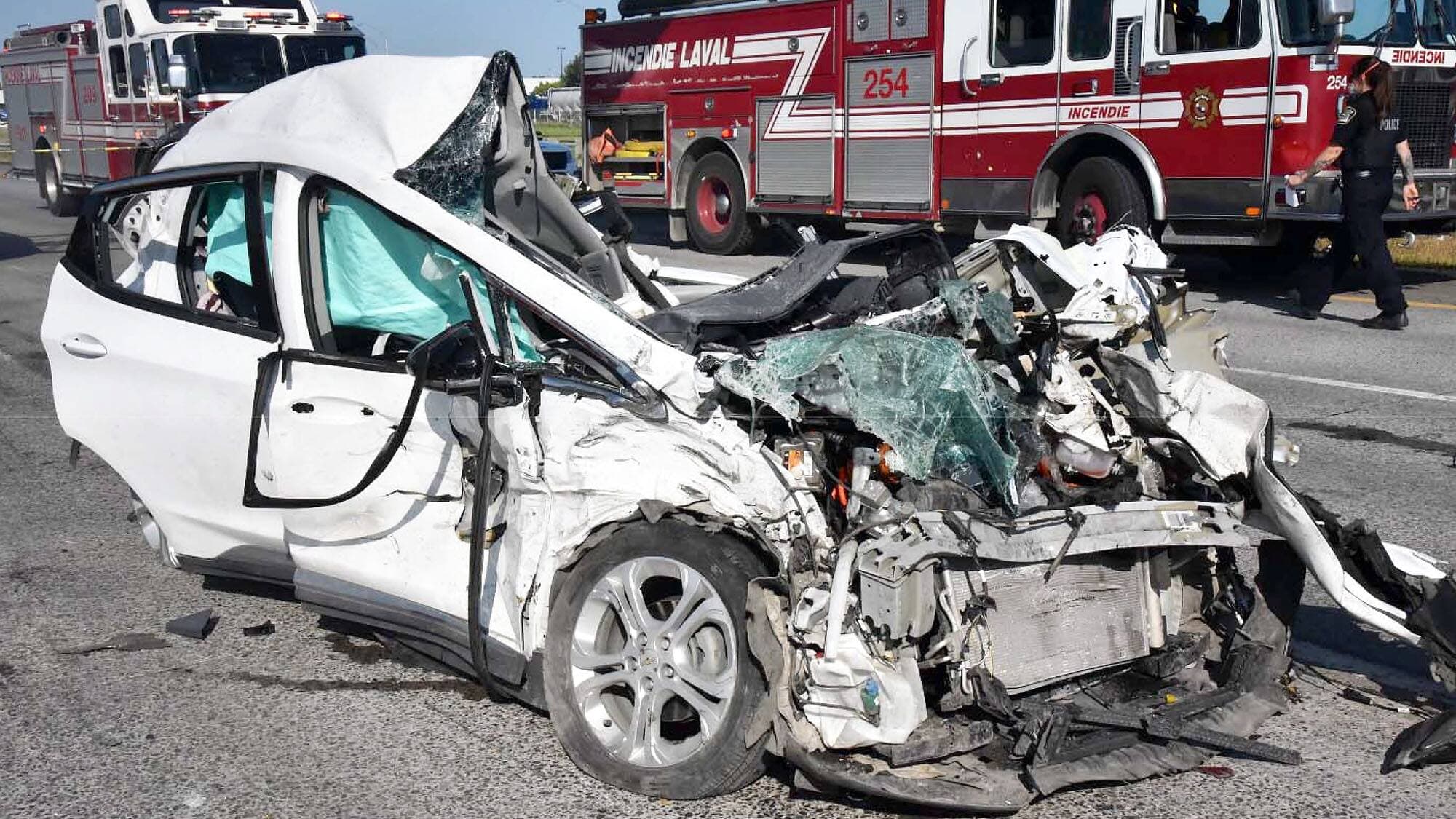 La Bolt de Mme Laplante après l’impact.