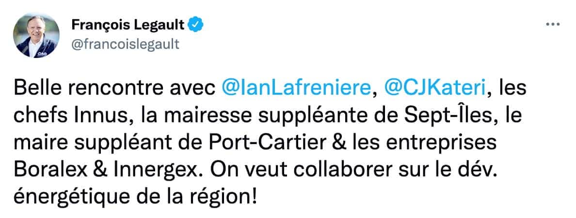 Tirée du compte Twitter de François Legault