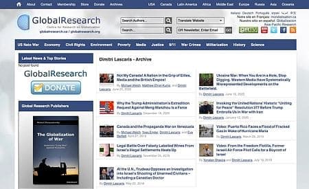 Plusieurs textes de Dimitri Lascaris se retrouvent sur le site de «Global Research» associé à la propagande russe.