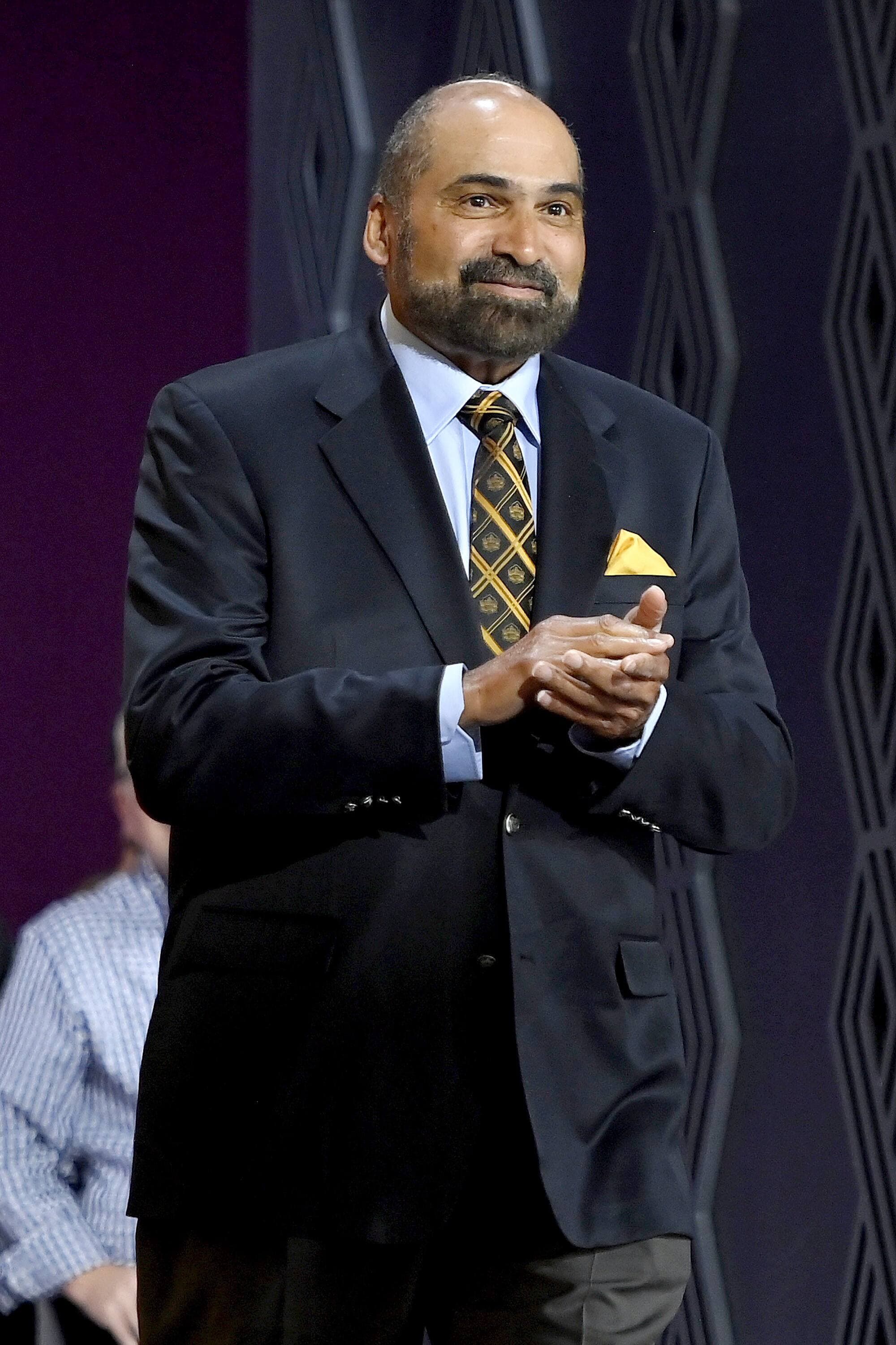 La légende des Steelers de Pittsburgh Franco Harris lors du repêchage de la NFL en avril dernier.