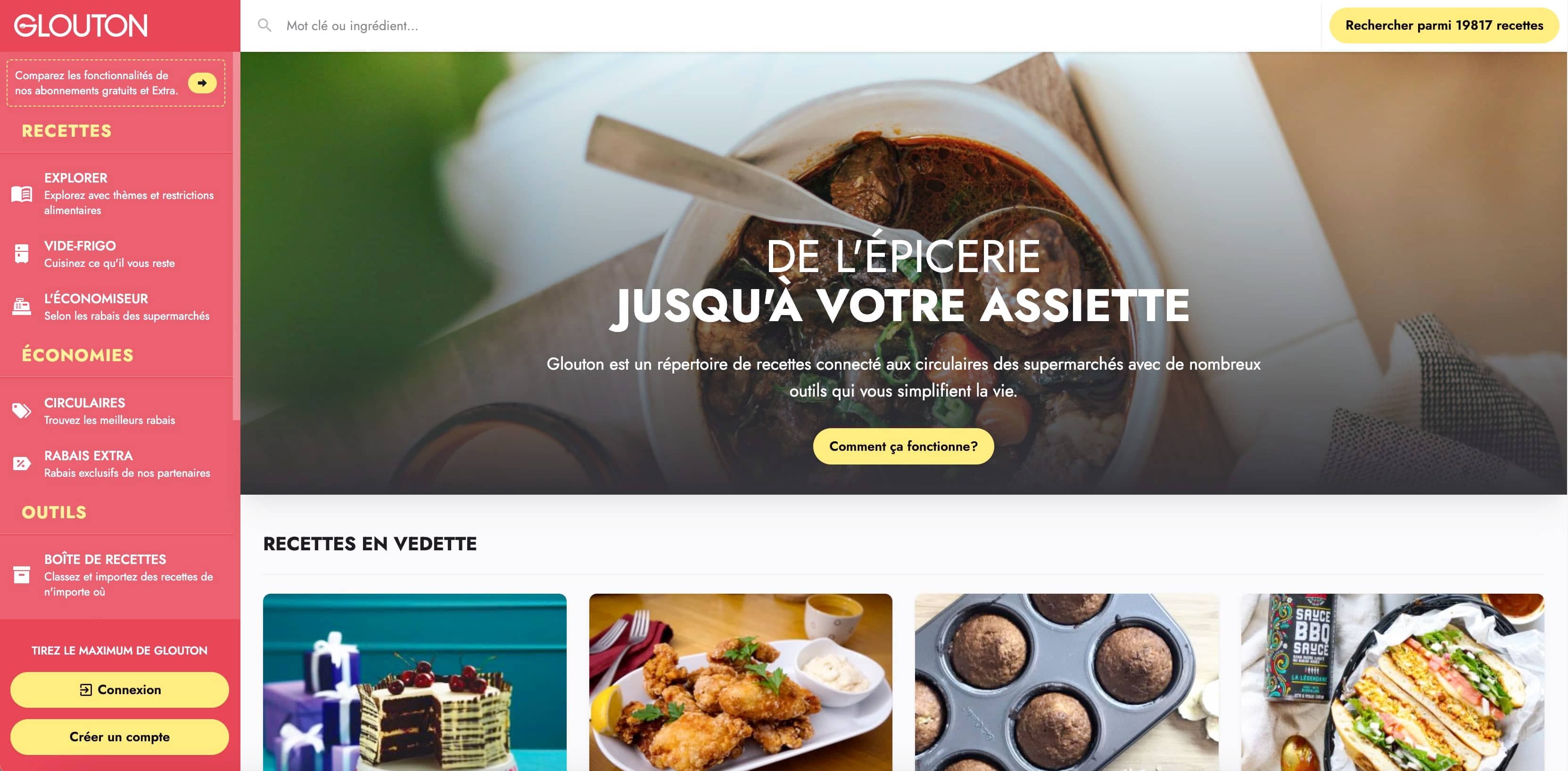 La plateforme québécoise Glouton.