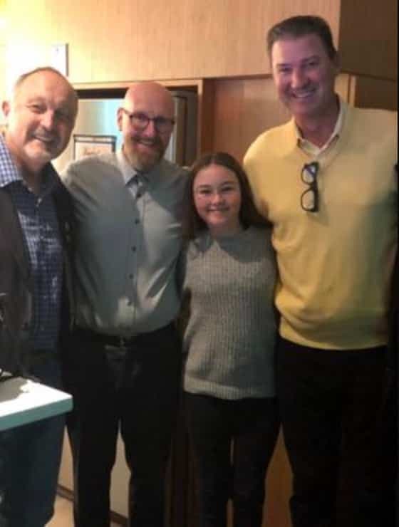 Jean Dussault, sa fille Élodie et Mario Lemieux