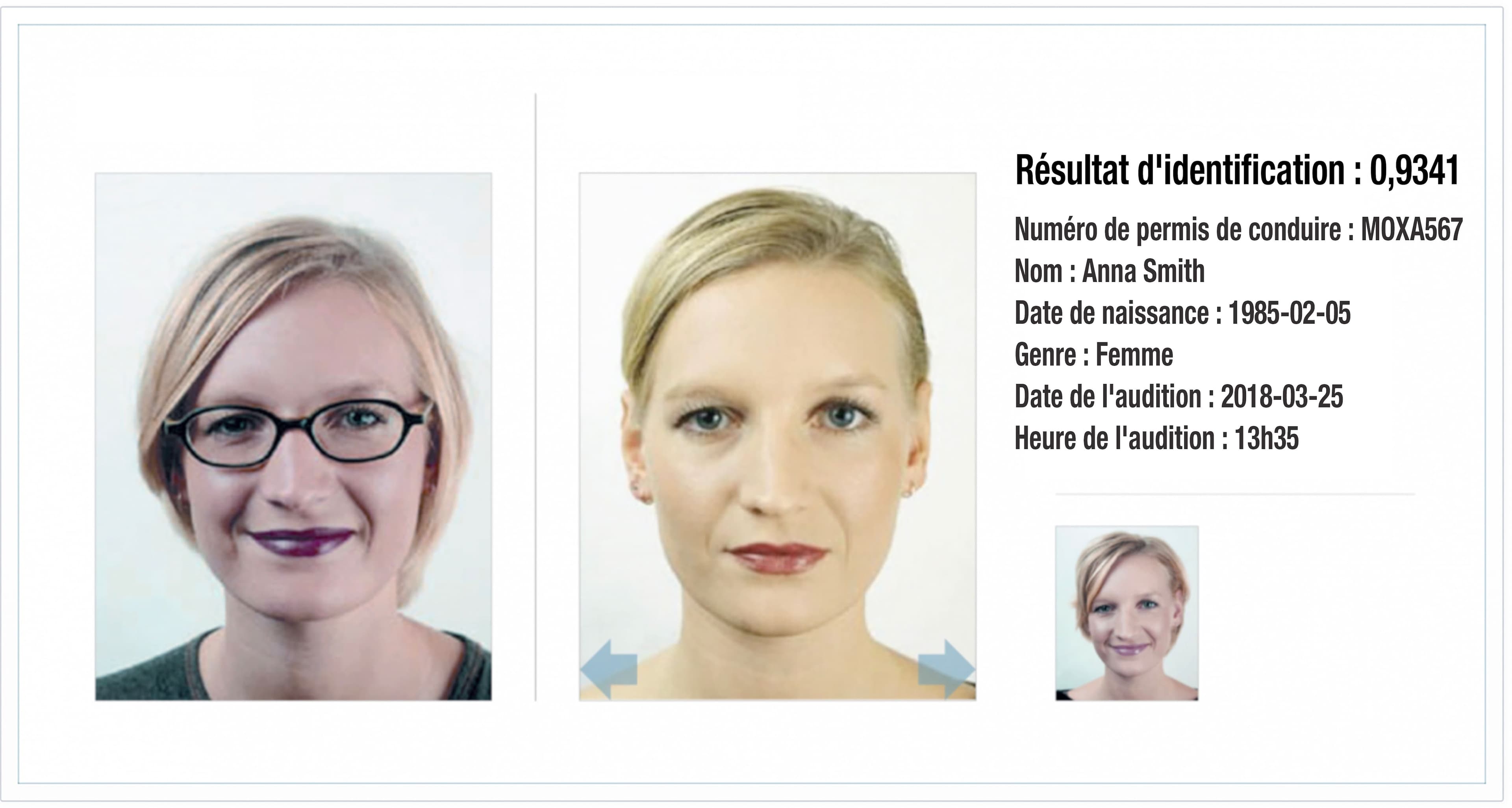 La technologie utilisée par la SAAQ pour scanner les photos des permis de conduire fera la vérification biométrique et l’identification des personnes. Elle comparera les nouvelles photos d’identité aux images existantes pour prévenir la fraude d’identité, comme ici sur ces photos fictives