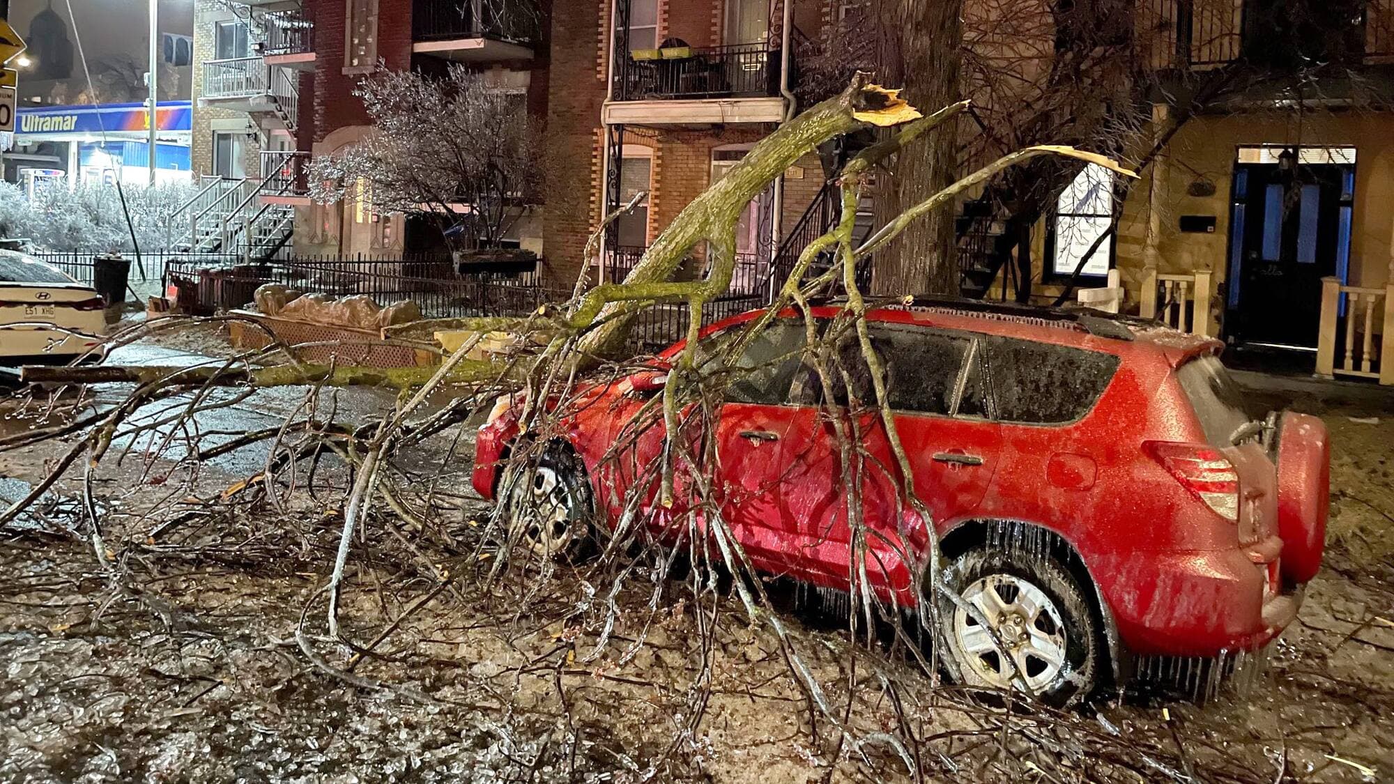 En soirée, on ne comptait plus les branches tombées, comme ici sur la rue des Carrières .