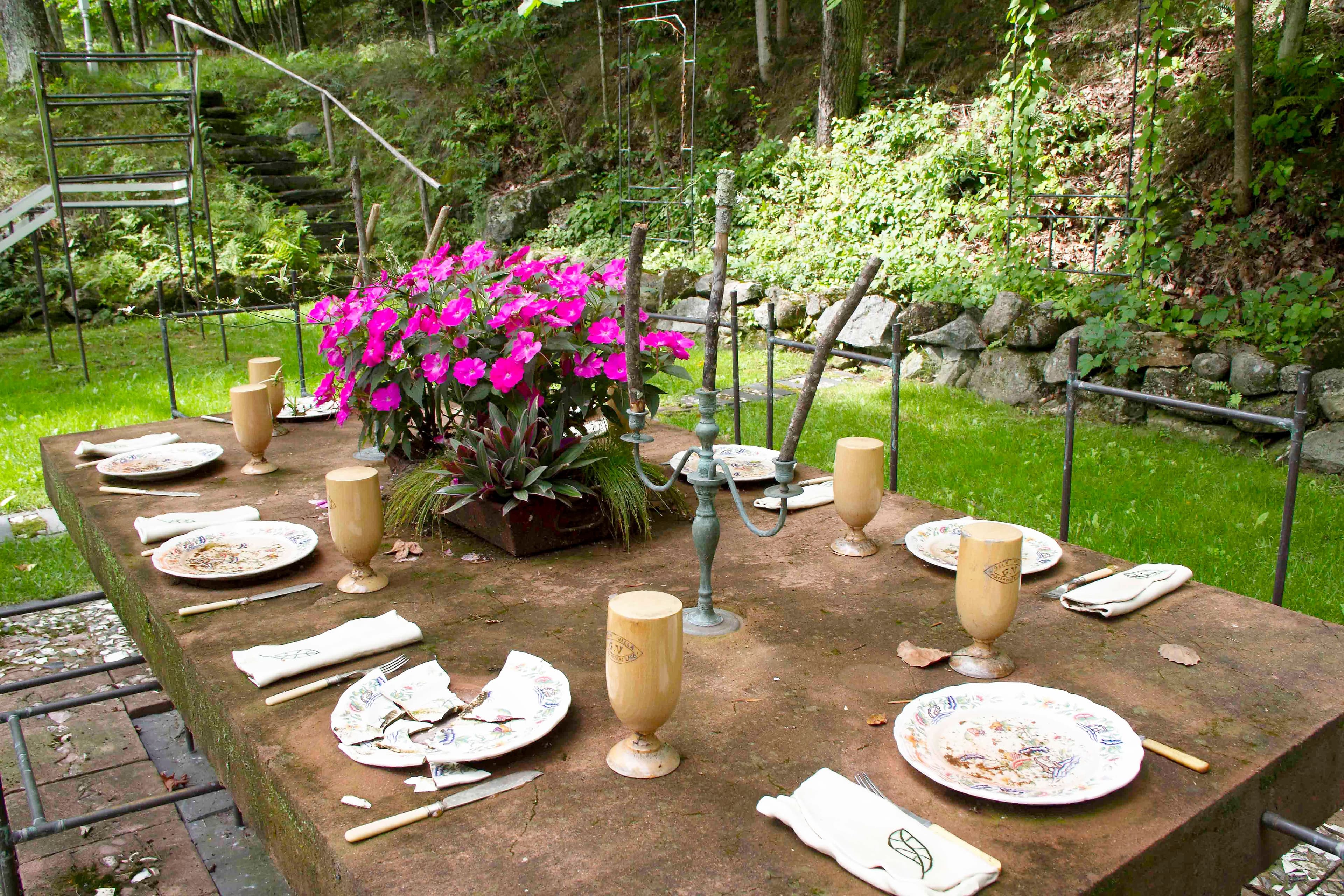Une des pièces de l'auberge reconstituée dans la China Terrace.