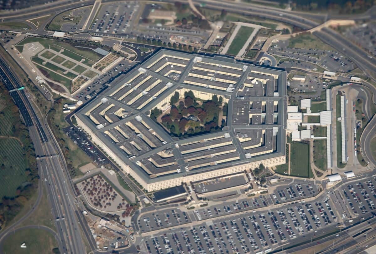 (FILES) In this file photo taken on October 30, 2018 the Pentagon is seen from an airplane over Washington, DC. - The Pentagon is spending hundreds of millions of dollars on masks, tests and pharmaceutical products as it seeks to revive an industrial sector lost over the years to China. (Photo by SAUL LOEB / AFP)