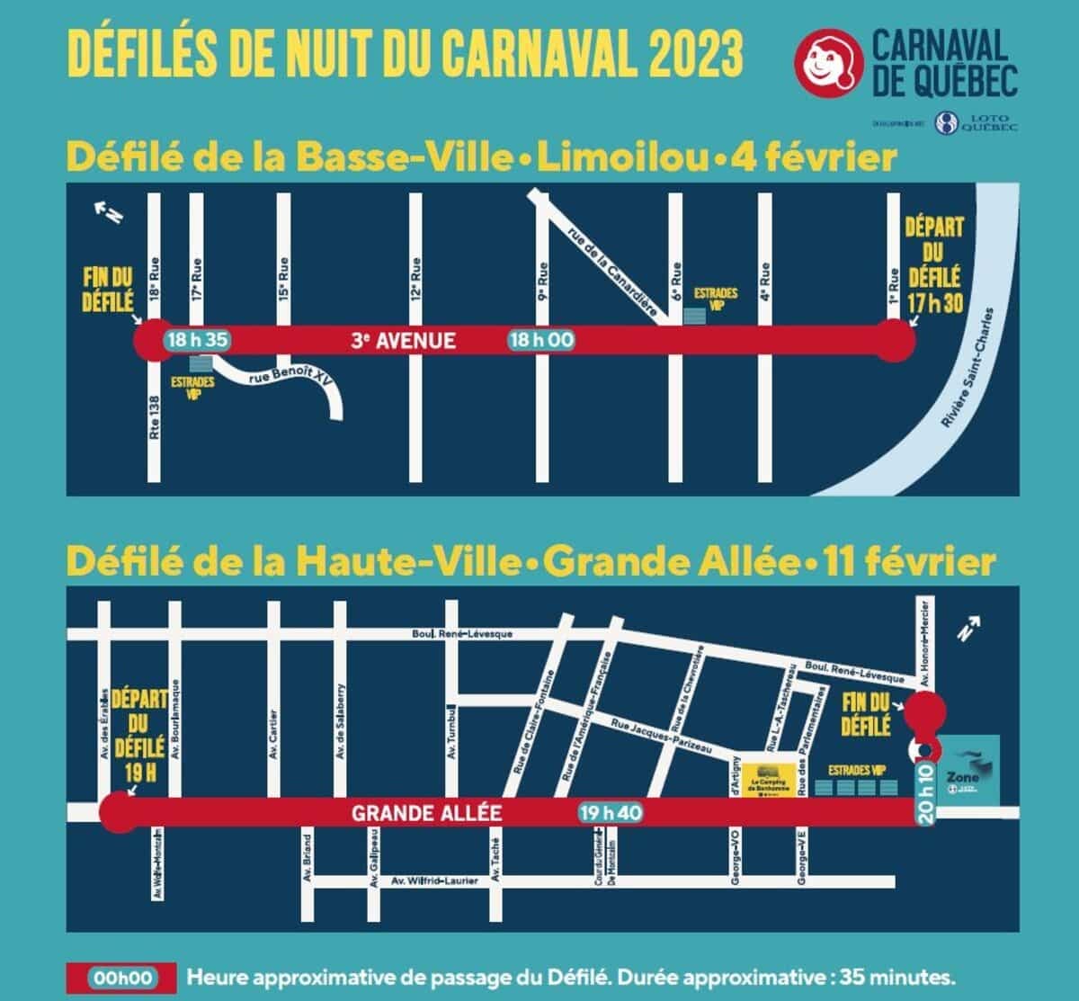 Le défilé de nuit du Carnaval de Québec aura lieu à Limoilou, le 4 février, et sur la Grande Allée, le 11 février. Illustration fournie par le Carnaval de Québec