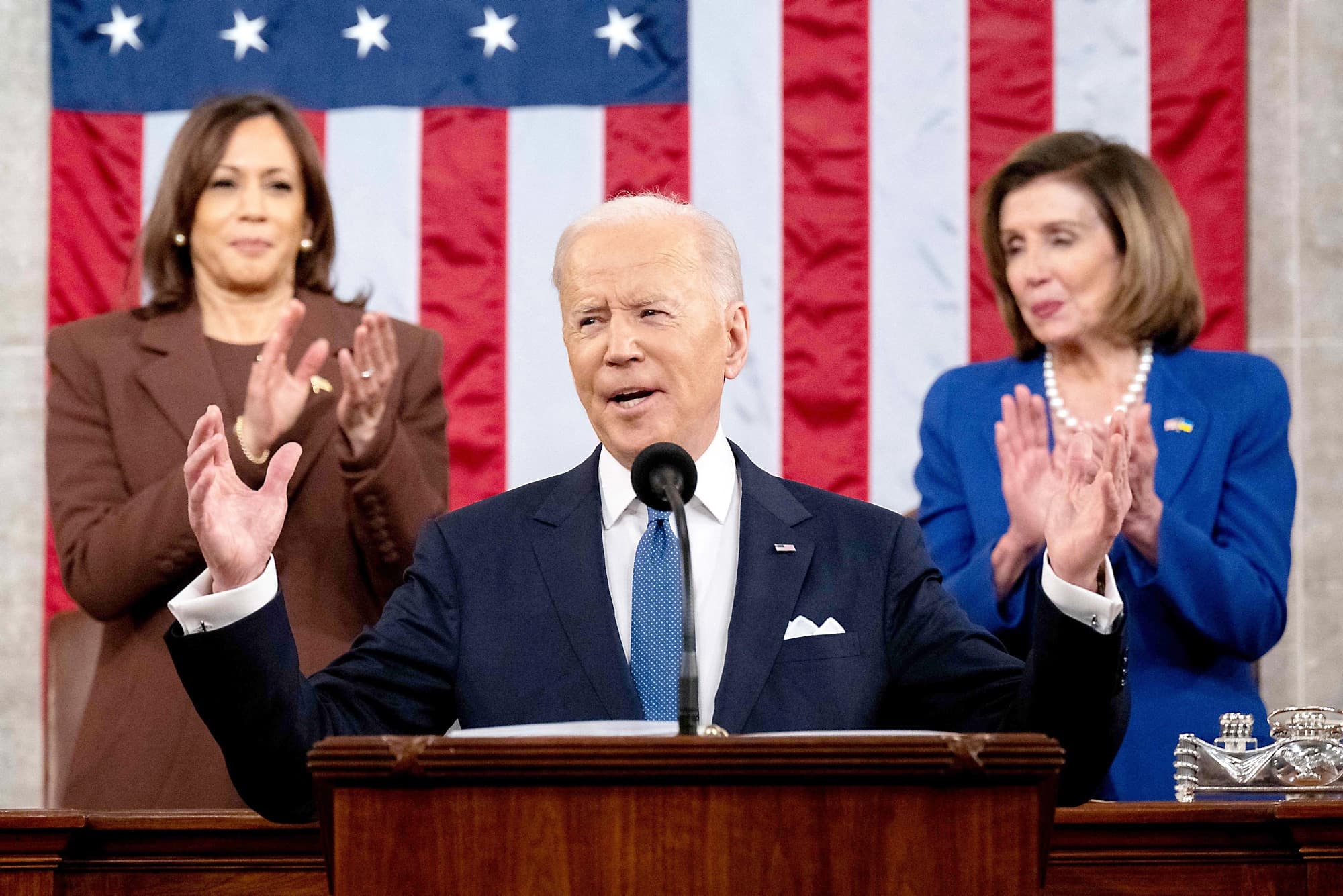 Joe Biden lors de son premier discours sur l’état de l’Union mardi soir.