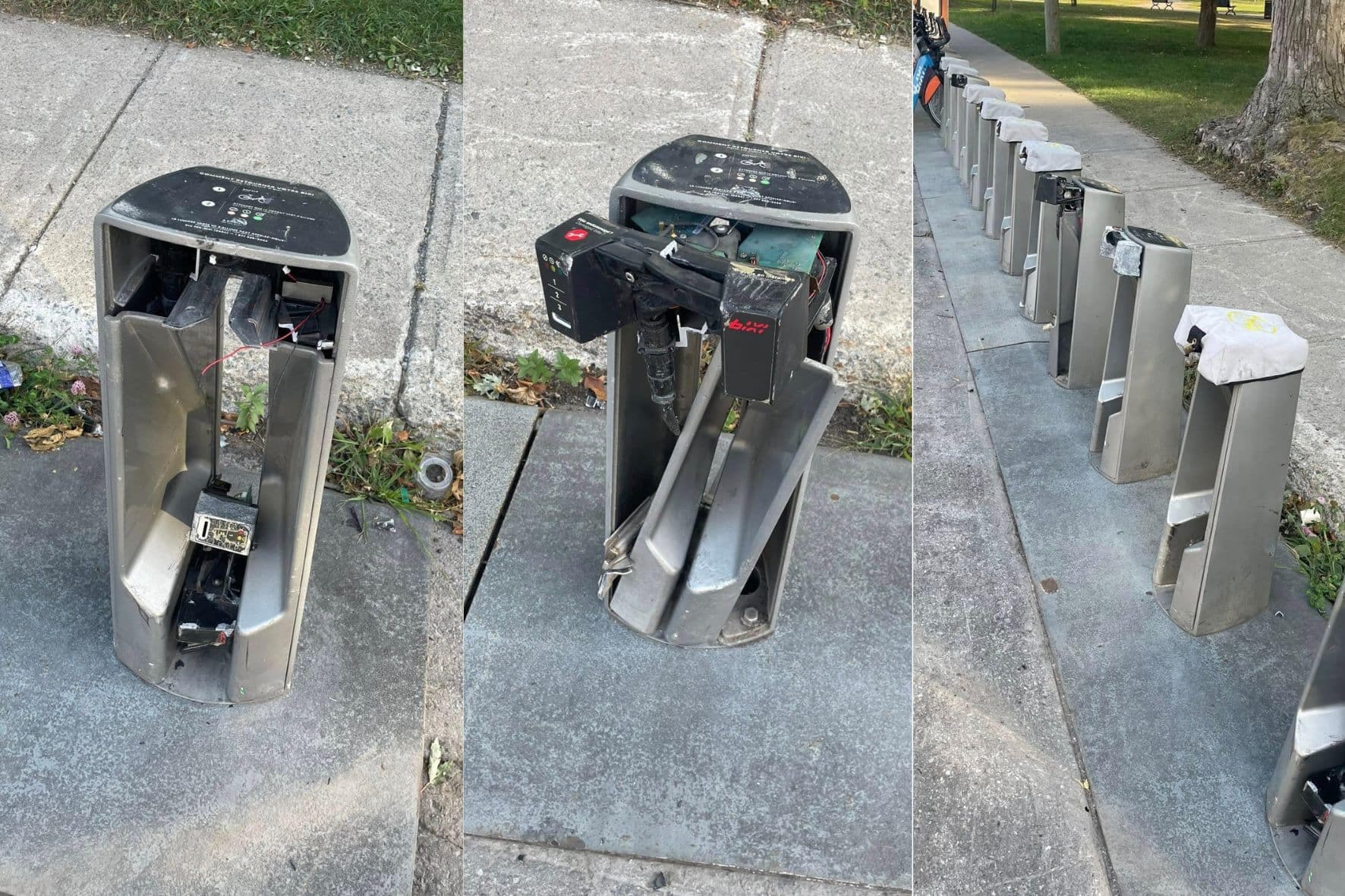 Les points d'ancrage de la station de l'Esplanade/Henri Bourassa sont souvent vandalisées.