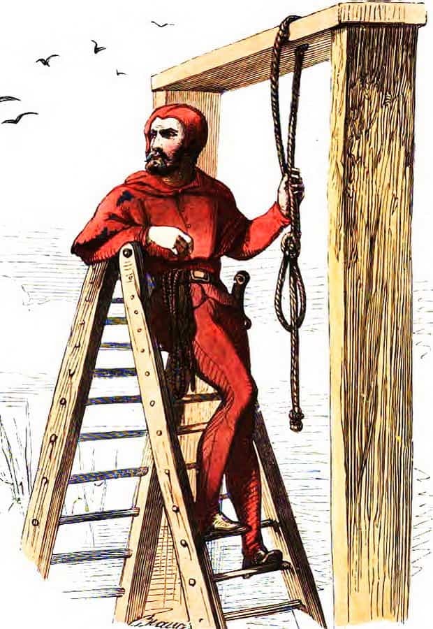 Le bourreau avait la tâche ingrate d’exécuter ou de torturer les coupables de crimes. Selon le dictionnaire de l’Académie française, son nom proviendrait du mot «bourrer», qui autrefois signifiait «maltraiter».