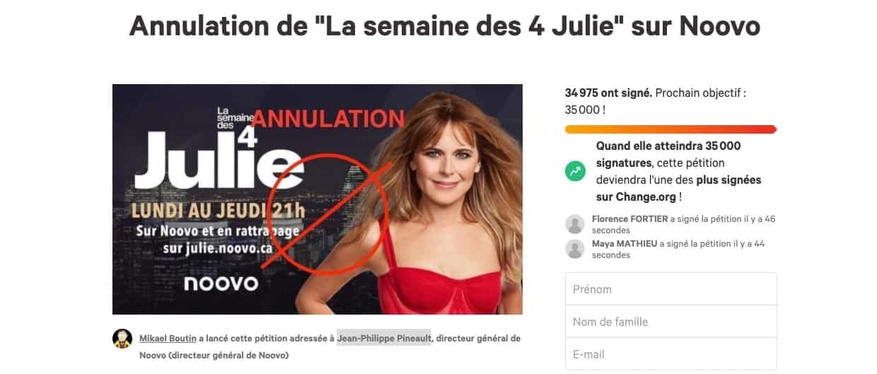 Capture d'écran / change.org