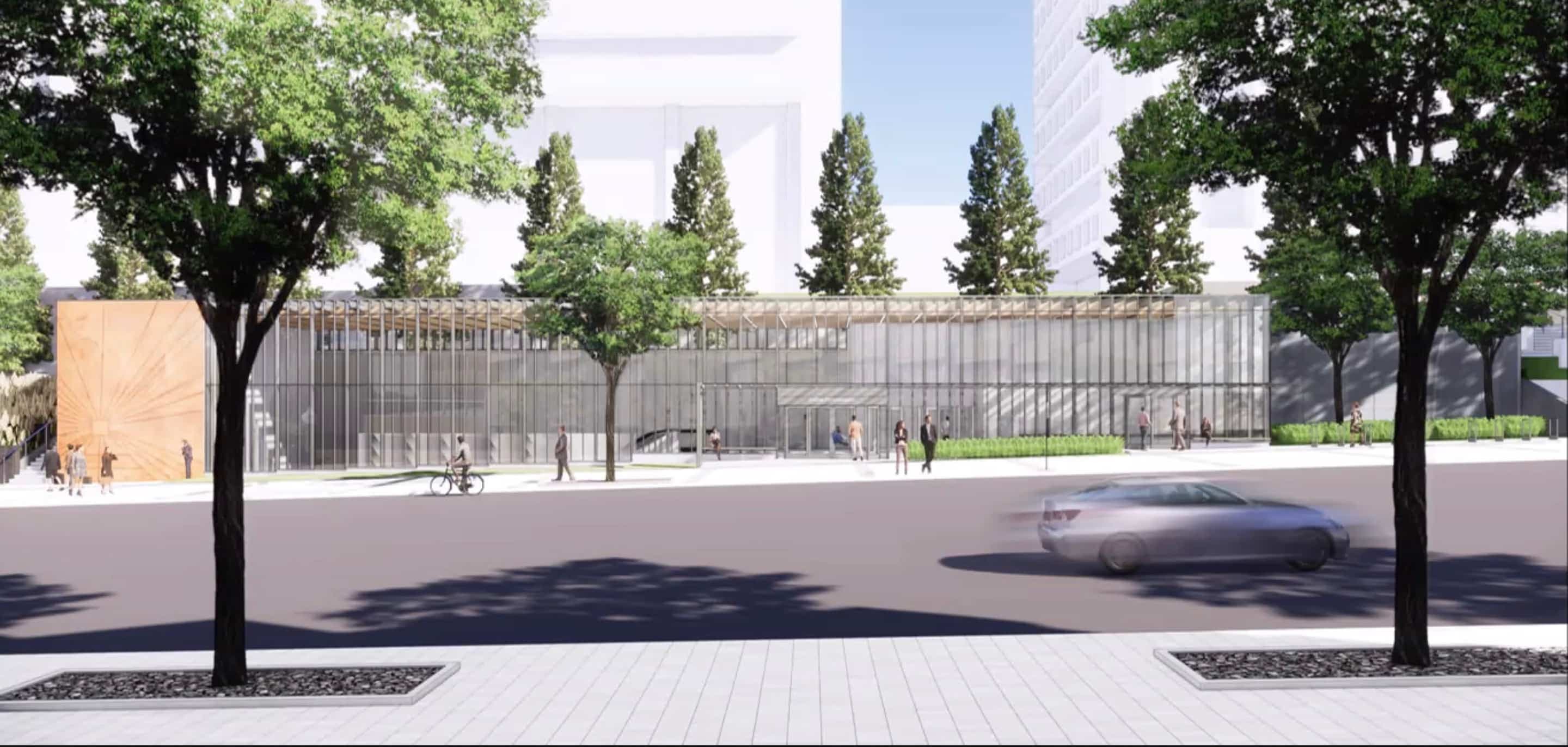 La station de la colline Parlementaire sera située près de l'édifice Marie-Guyart, du côté sud de René-Lévesque.