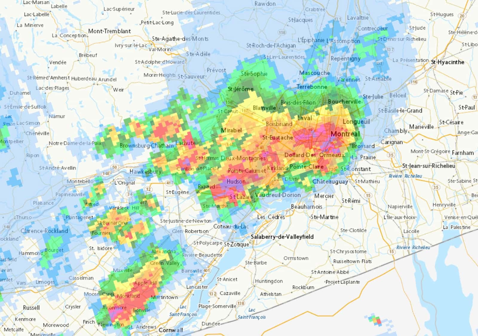 Image du radar d'Environnement Canada à 16h10.
