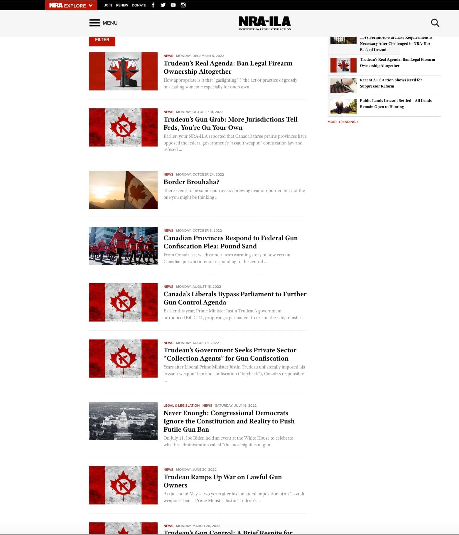 Un ensemble de publications de la NRA sur le sujet du projet de loi C-21.