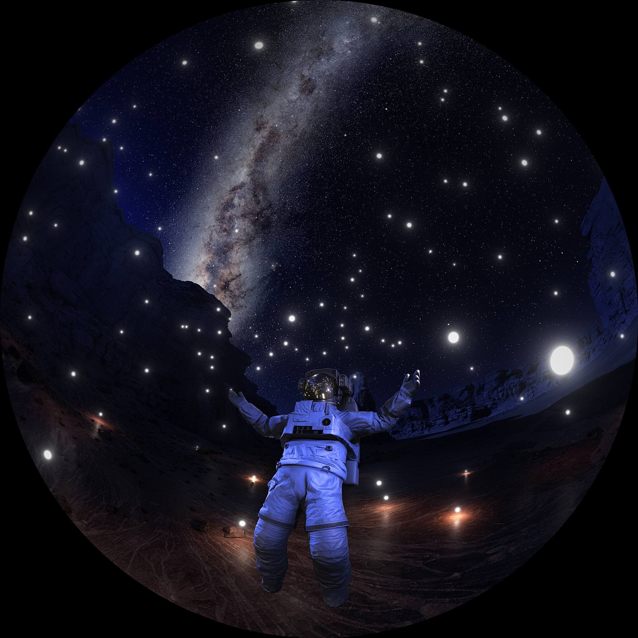 Image de l'expérience immersive «The Dark Side of the Moon», au Planétarium de Montréal.