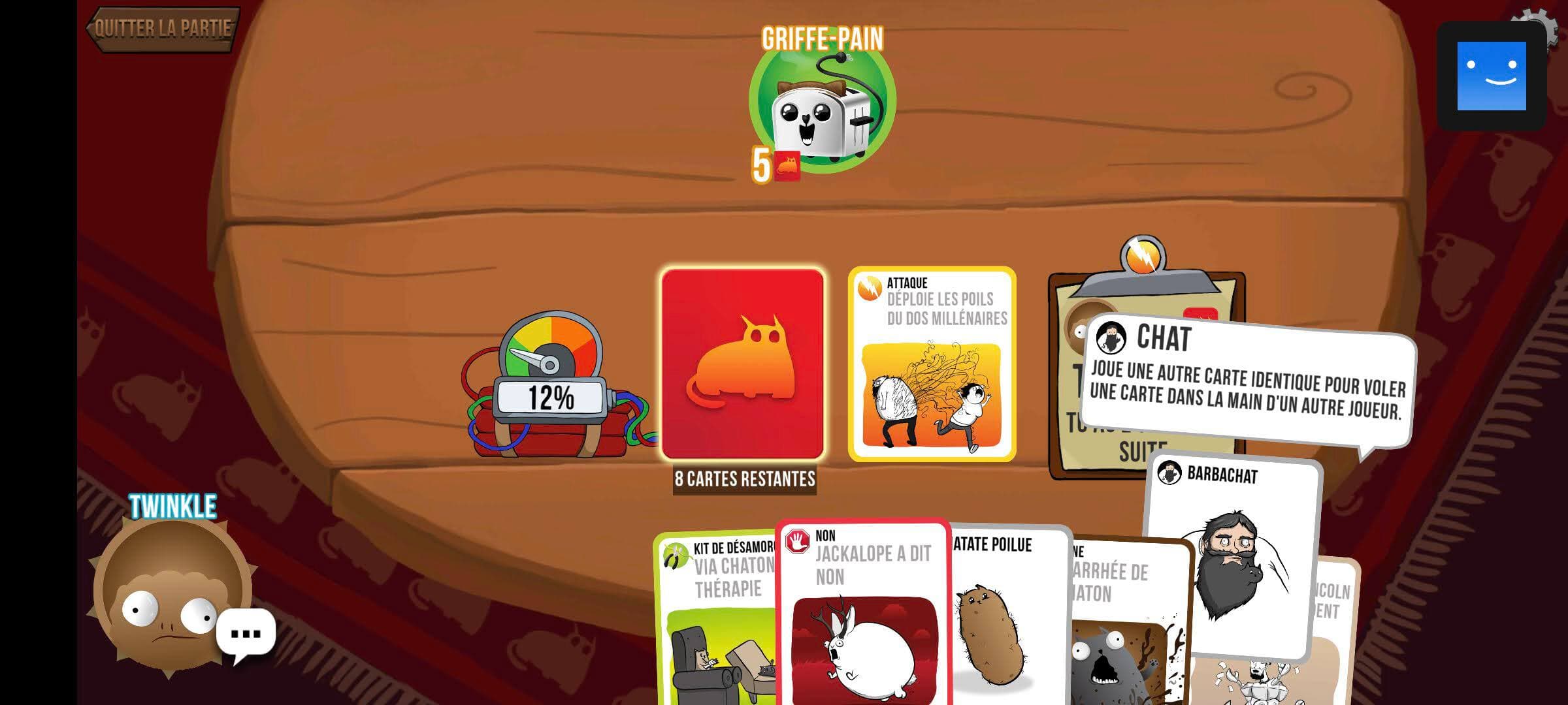 Le jeu mobile Exploding Kittens.