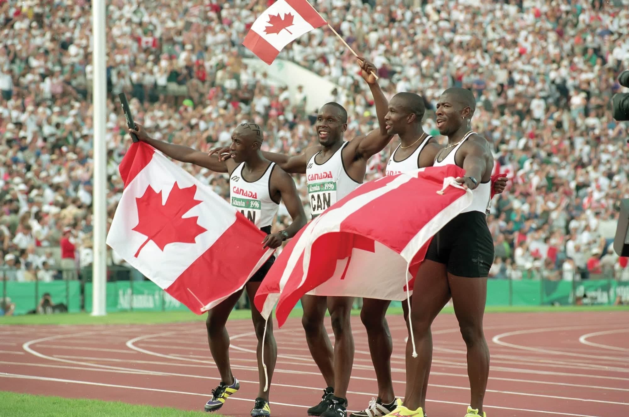 Robert Esmie, Bruny Surin, Donovan Bailey et Glenroy Gilbert.