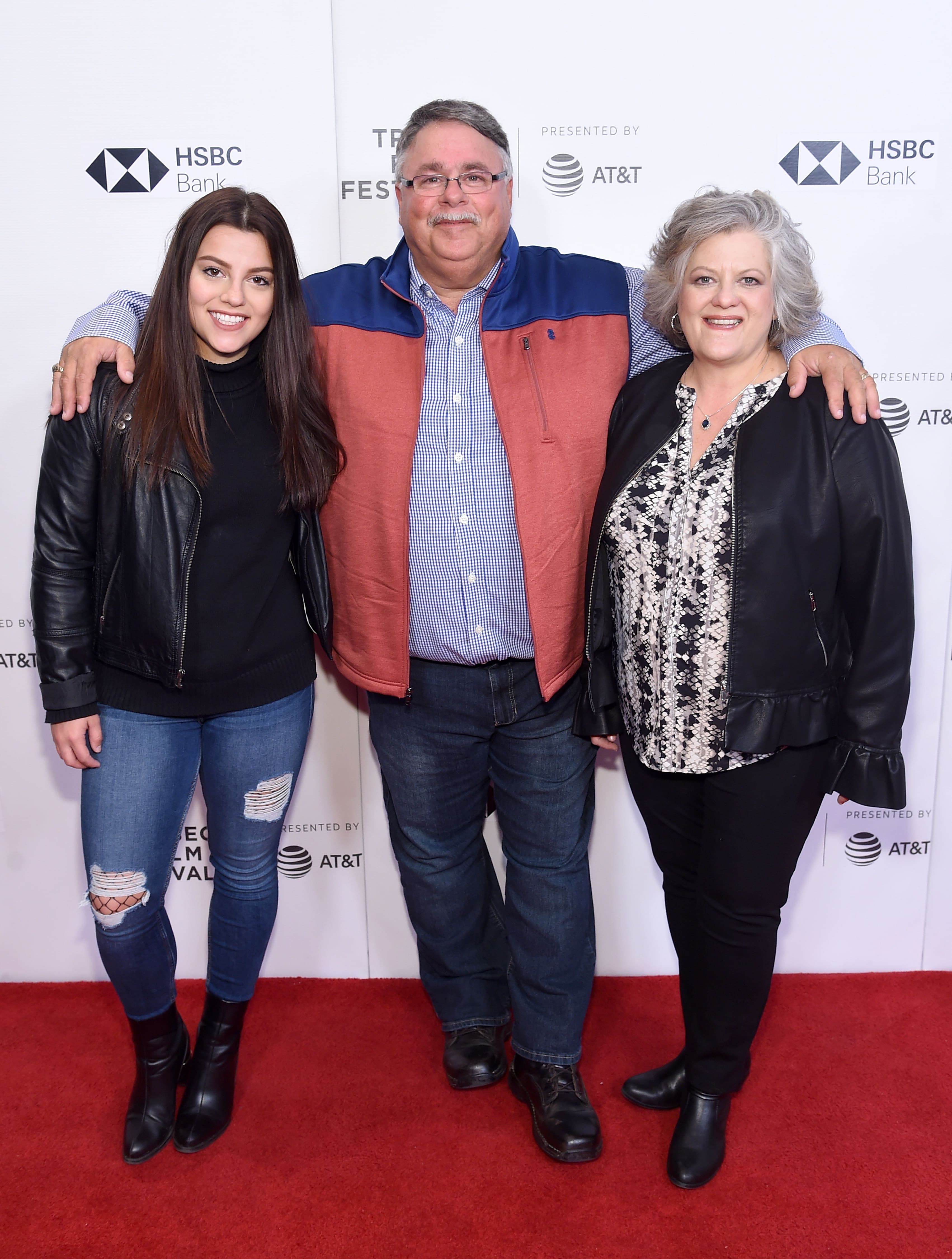Rodney Hyden entouré de sa fille, Emily, et sa femme, Jamie, au festival de films de Tribeca.