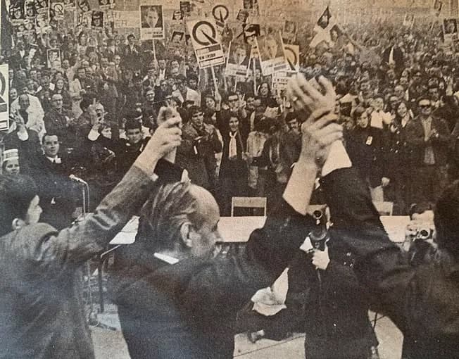 Rassemblement électoral du Parti Québécois, 1970.