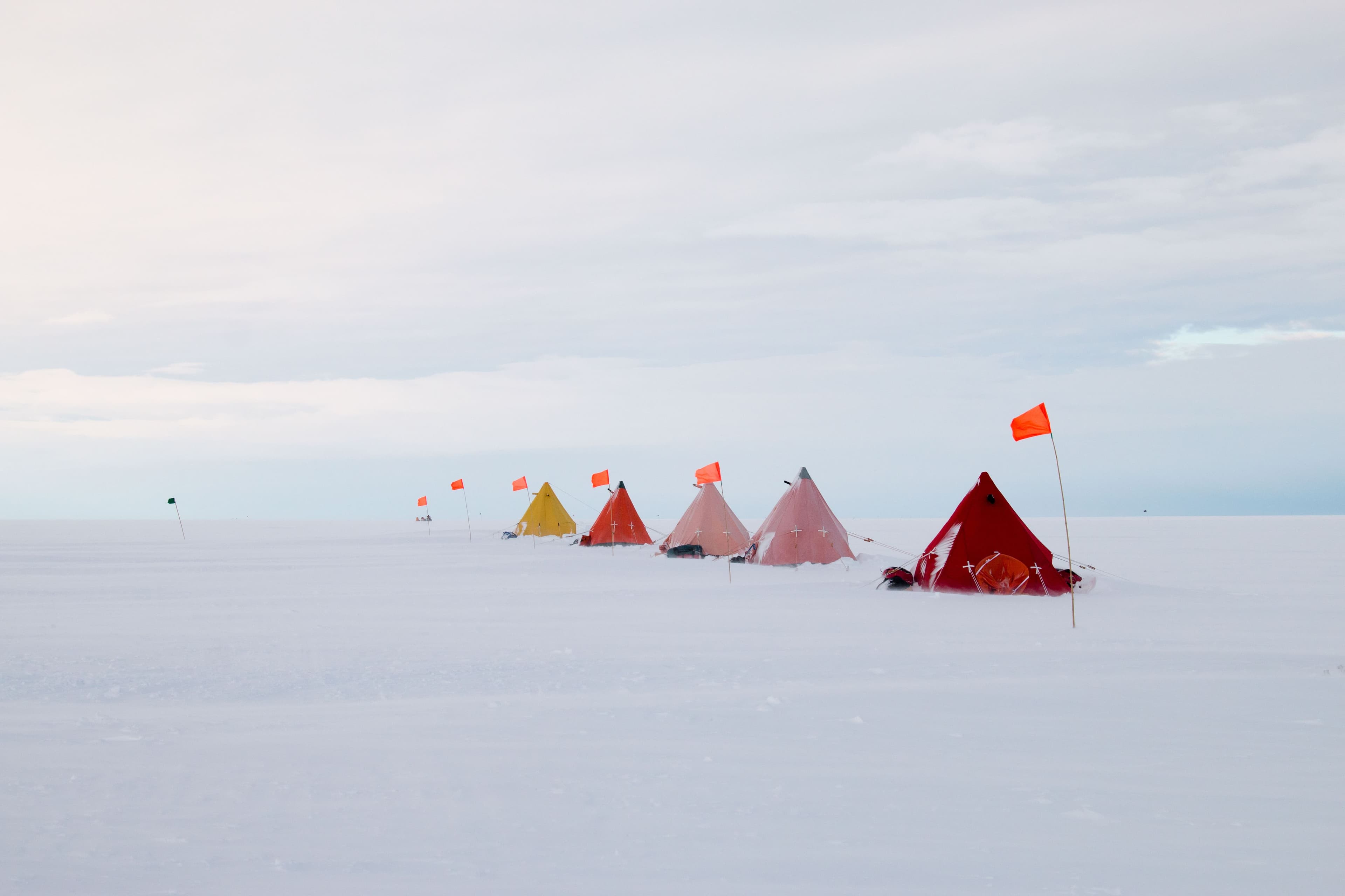 Le campement des scientifiques qui étudient la fonte du glacier Thwaites.