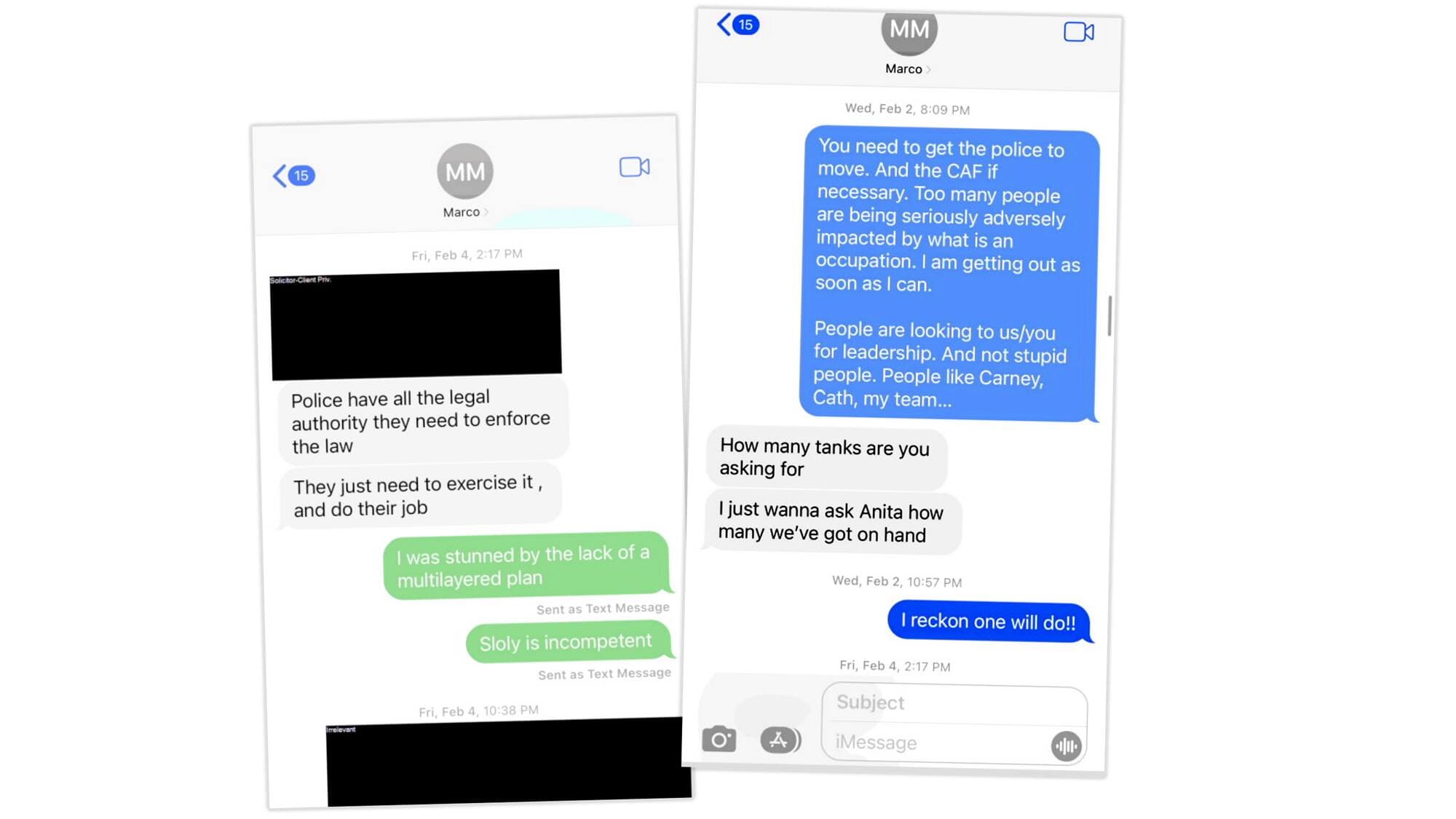 Captures d'écran, preuves déposées à la Commission sur l’état d’urgence.