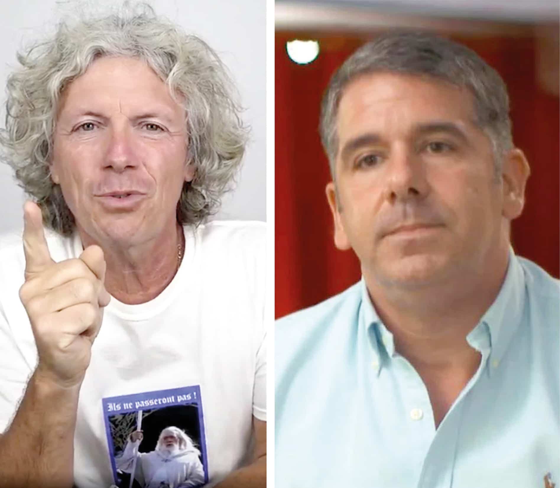 Les complotistes Jean-Jacques Crèvecœur (à gauche) et Alexis Cossette-Trudel (à droite) sont tous deux dans la ligne de mire d’un rapport du Service central du renseignement territorial en France.