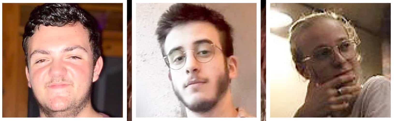 Les trois victimes : Marc-Antoine Langelier, Zachary Comtois, et Édward Chevalier.