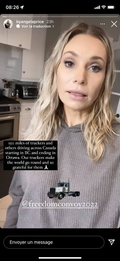 Capture d’écran tirée du compte Instagram d’Angela Price