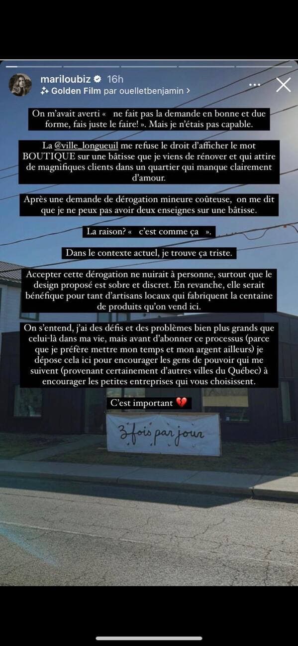 Capture d'écran Instagram