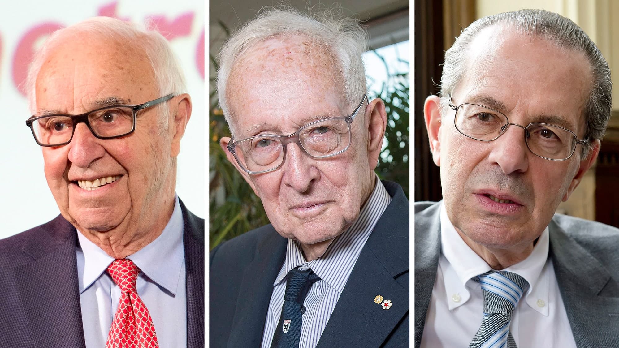 Jean Coutu (à gauche), Stephen Jarislowsky (au centre) et Larry Rossy (à droite)