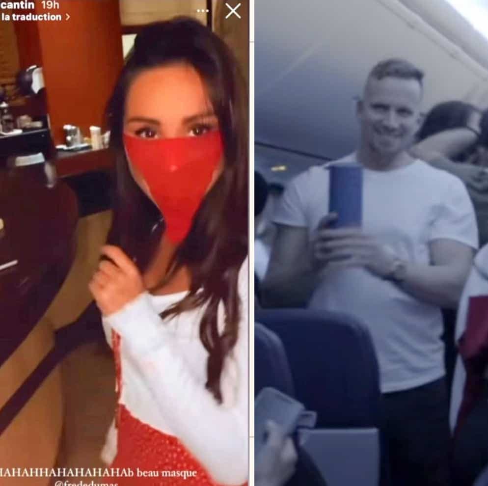 Frédérique Dumas-Joyal est devenue virale avec cette vidéo d’elle à Tulum avec une petite culotte en guise de « masque ». À droite, Karl Bernard, un courtier immobilier, faisant la fête sur le vol controversé de Sunwing.