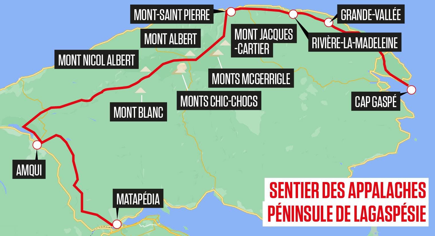 La carte du parcours de 650 km.