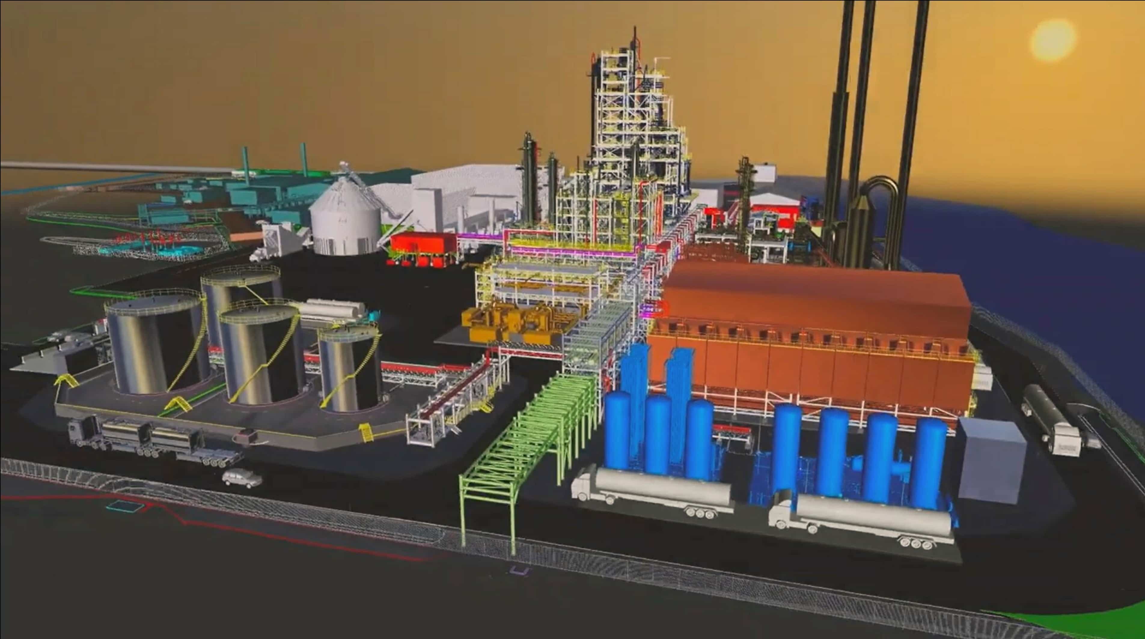 Représentation artistique des installations projetées de Recyclage Carbone Varennes.