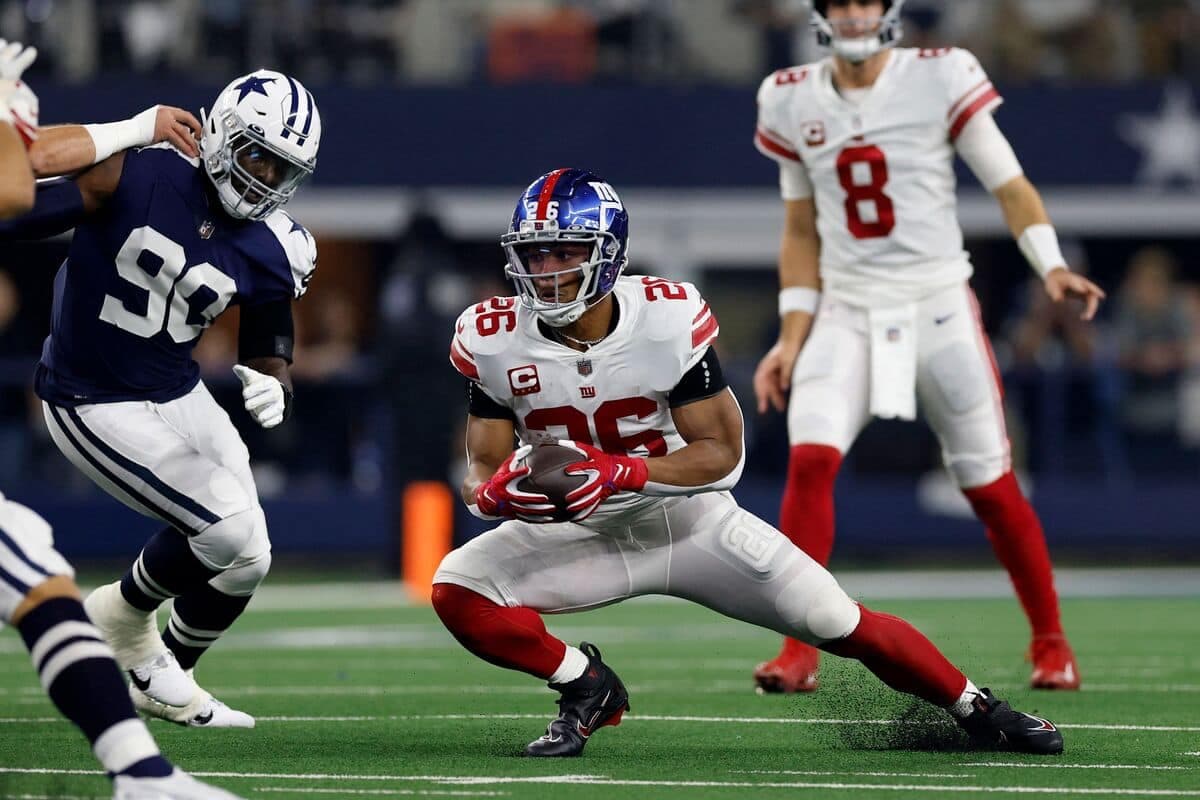 Saquon Barkley, porteur de ballon des Giants.