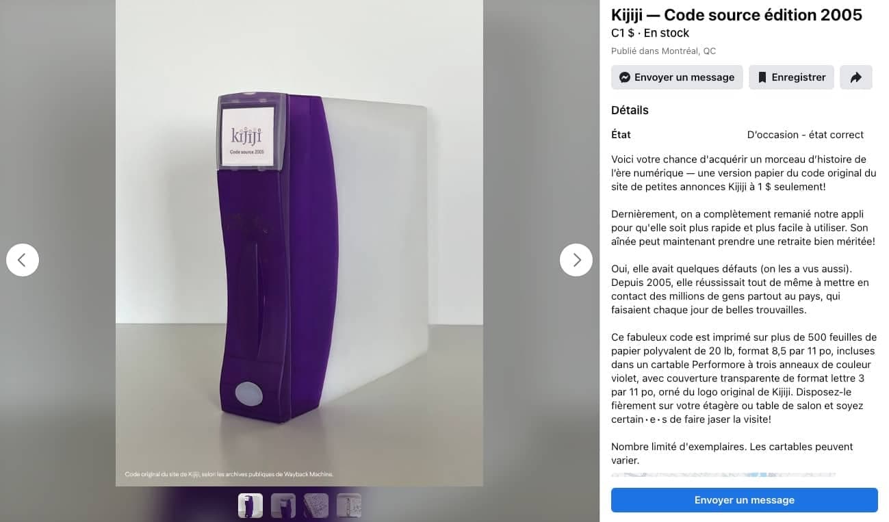 Capture d'écran Facebook