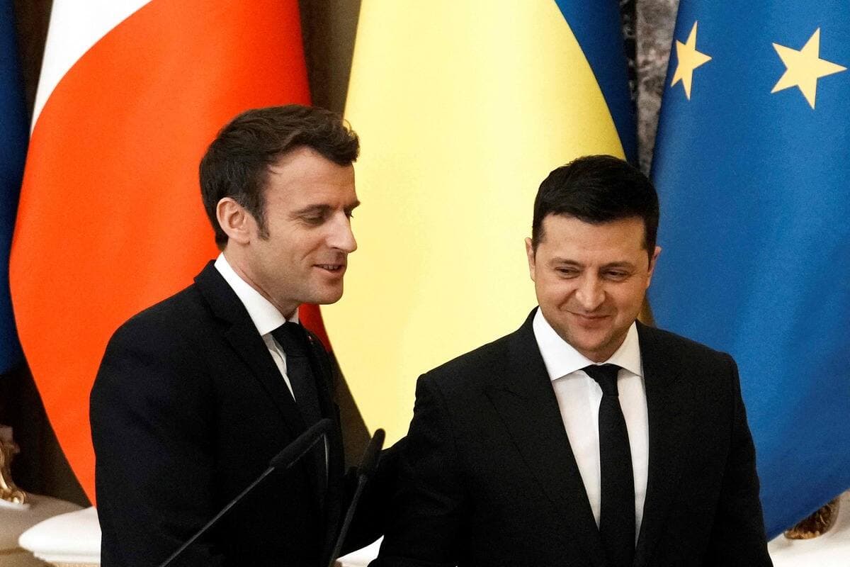 Emmanuel Macron et Volodymyr Zelensky, le 8 février dernier.