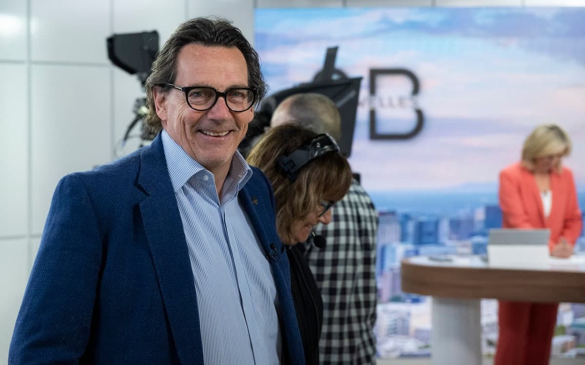 Pierre Karl Péladeau, lundi dernier, dans les nouveaux studios de «Salut Bonjour».