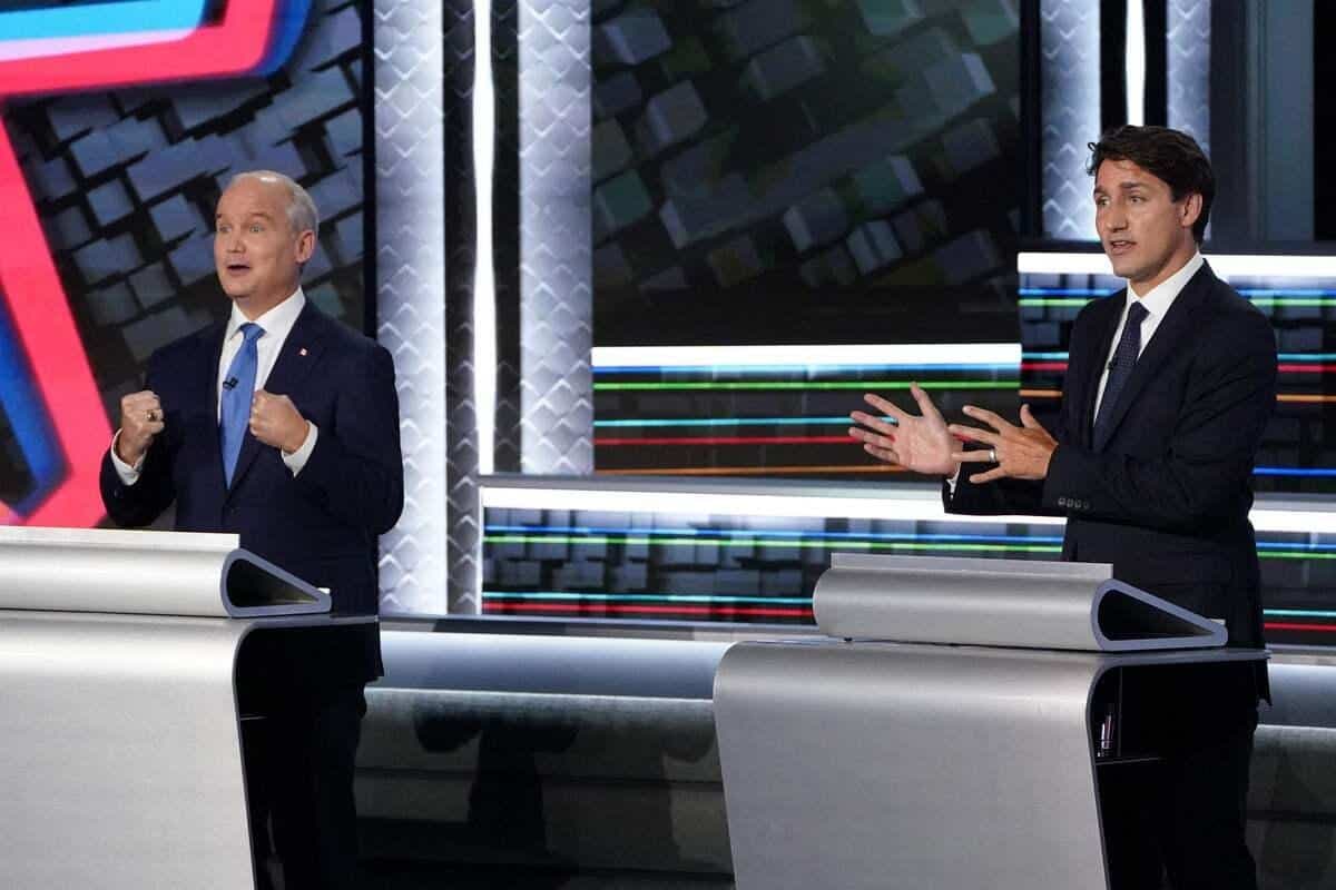 Le chef conservateur Erin O'toole et les chef des libéraux Justin Trudeau.
