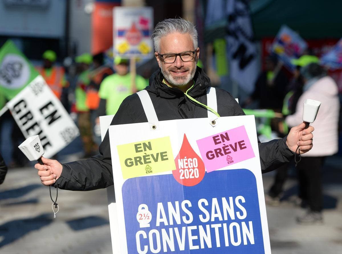 Louis-Philippe Coulombe, président du Syndicat des travailleuses et travailleurs de Héma-Québec.