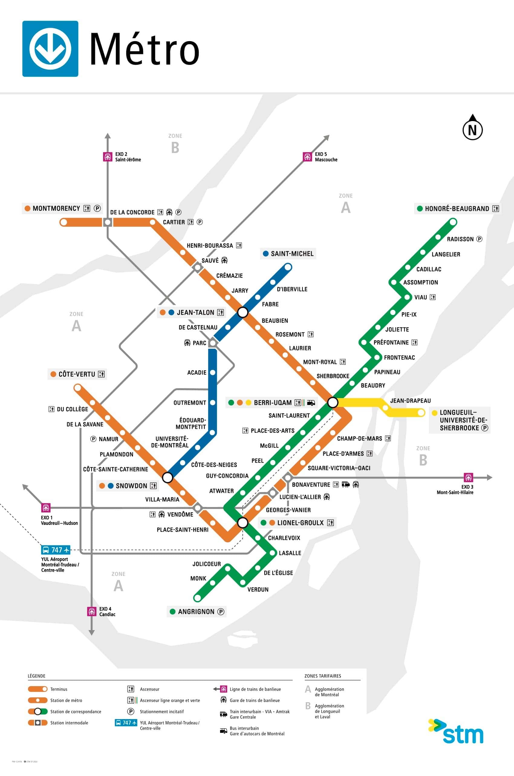 Carte du réseau de métro de la STM