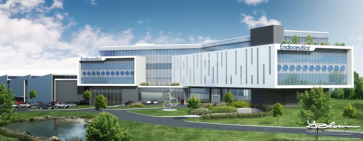 Esquisse du futur complexe pharmaceutique de la compagnie Endoceutics qui devait s’installer à L’Ancienne-Lorette en 2018, près de l’avenue Jules-Verne.
