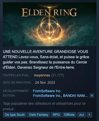 Capture d'écran Steam