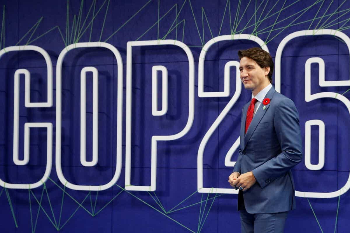 Le premier ministre canadien Justin Trudeau à son arrivée à la COP26 à Glasgow.