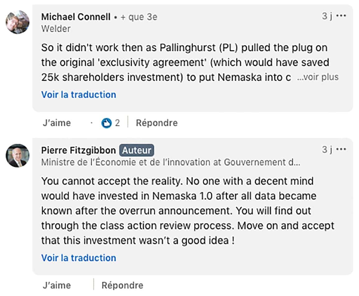 Capture d'écran LinkedIn