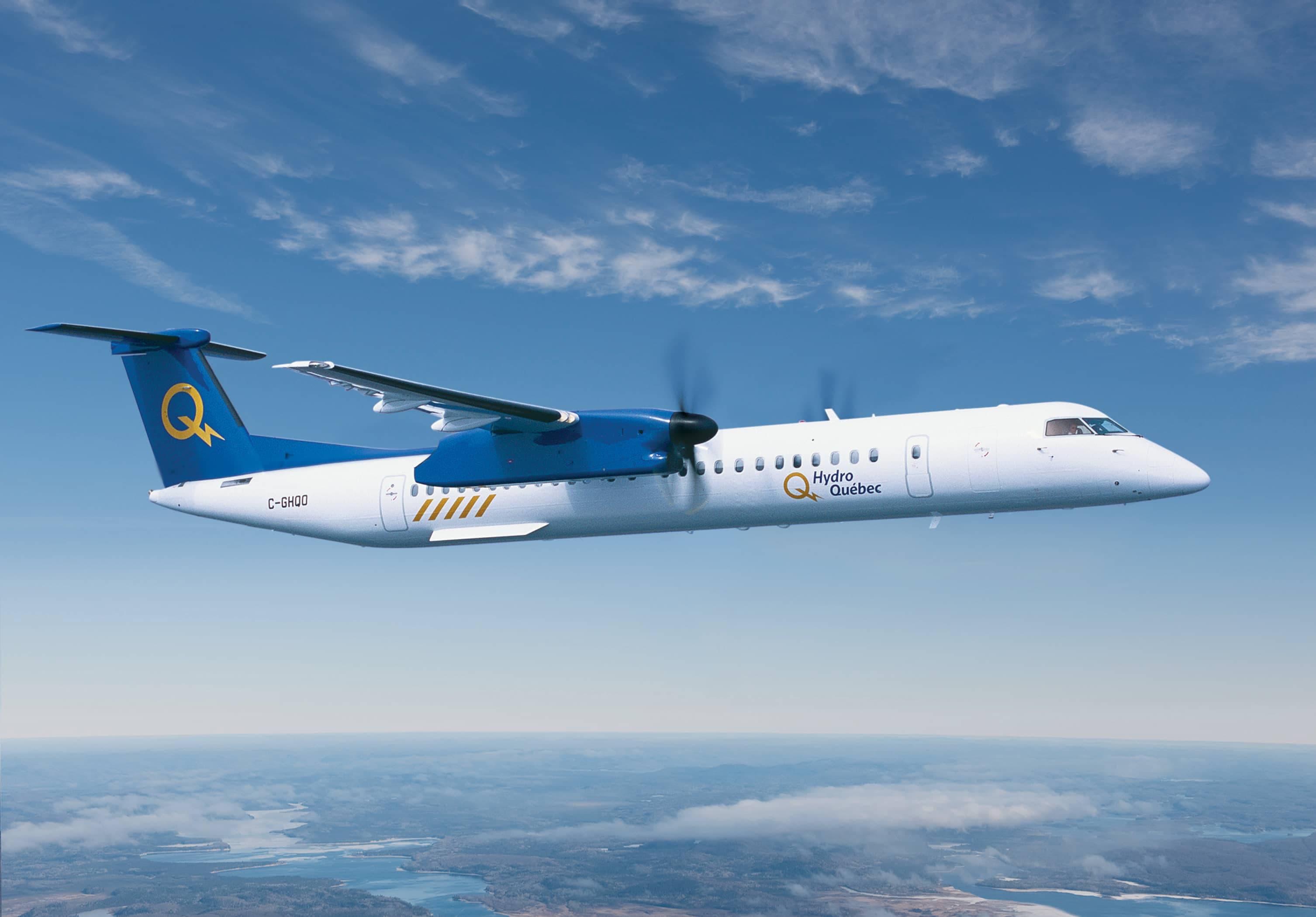 Le type d'avions de marque Dash-8, anciennement fabriqués par Bombardier, qui seront remplacés.