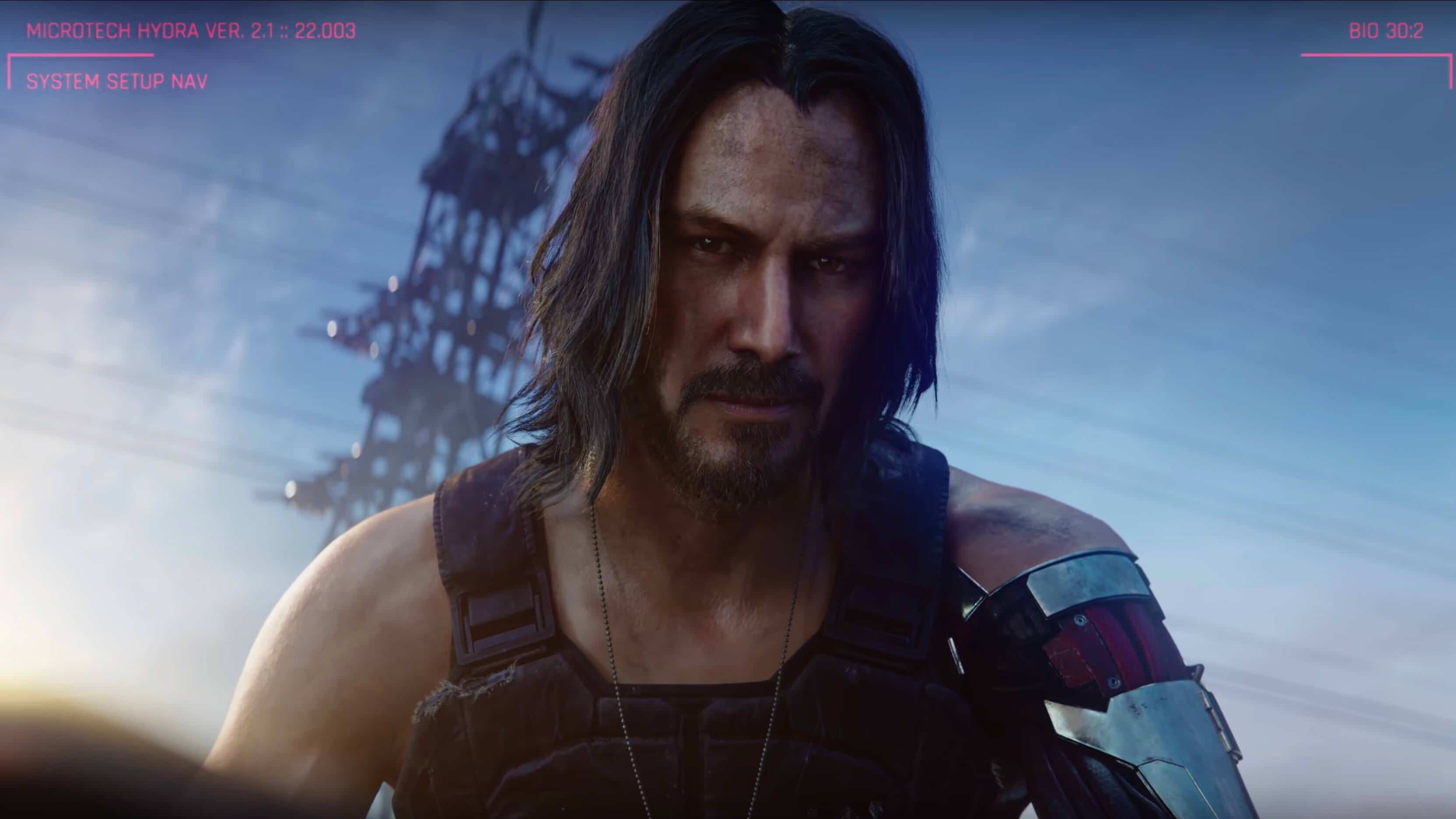 Le personnage de Johnny Silverhand, interprété par Keanu Reeves, dans Cyberpunk 2077.